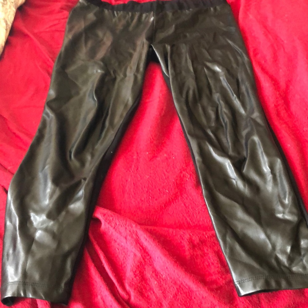 Faux Leather front leggings